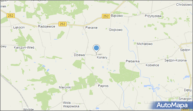 mapa Konary, Konary gmina Dąbrowa Biskupia na mapie Targeo